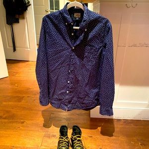 Jcrew flower print navy shirt. Secret wash.